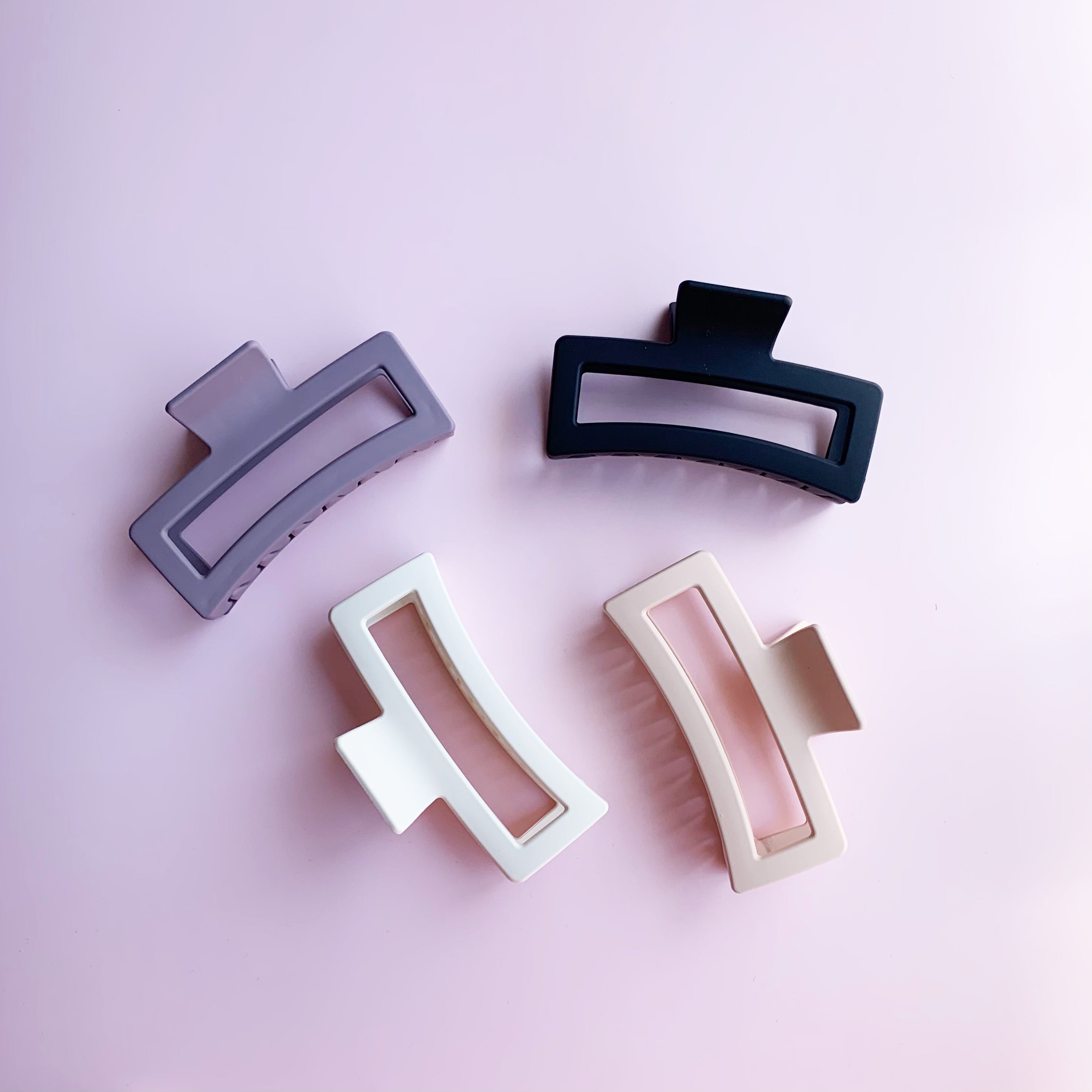 Matte Square Hair Claw Clips - Large, 4pcs