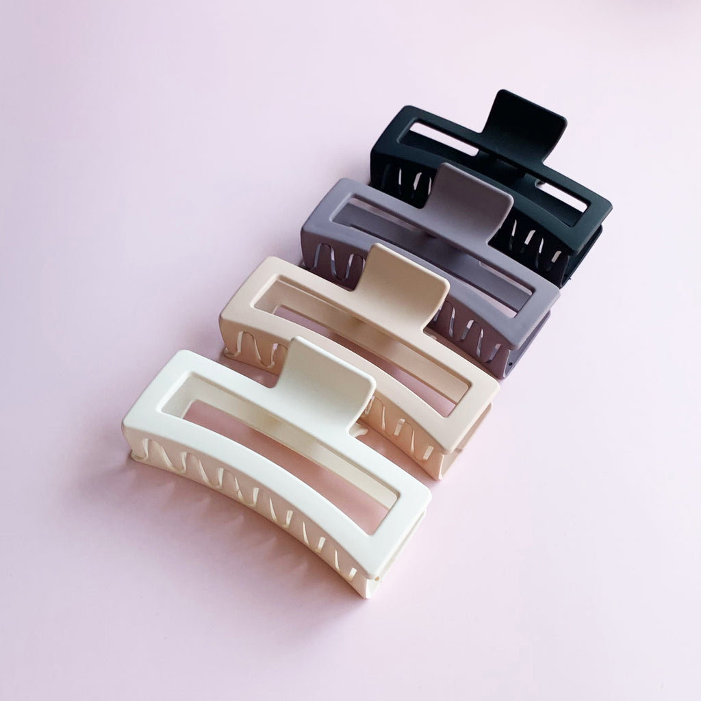 Matte Square Hair Claw Clips - Large, 4pcs