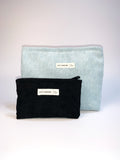 Blue & Black Corduroy Cosmetic Bag Set
